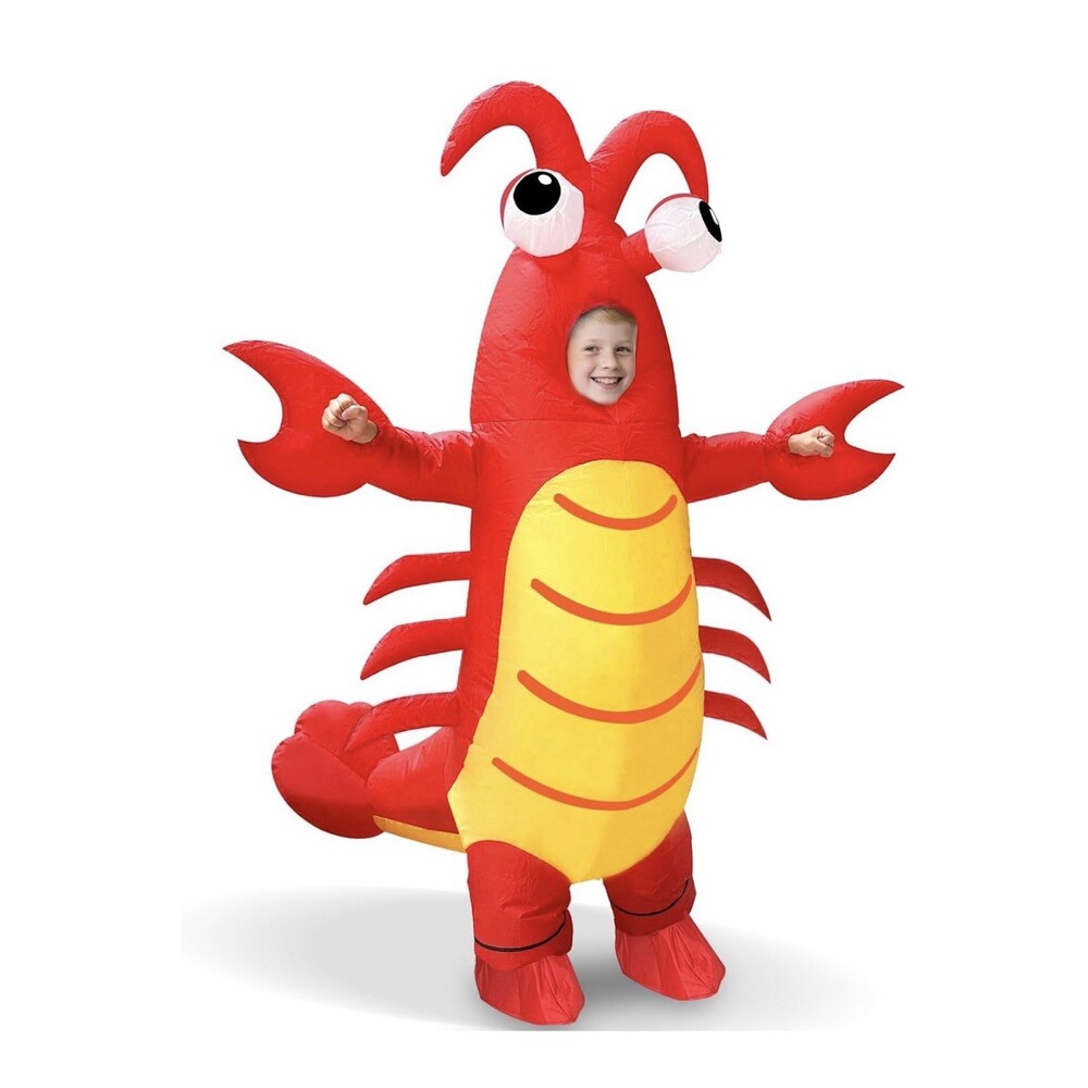 Inflatable Kids Red Crawfish Lobster Shrimp Costume Blow Up Sea Ocean open box